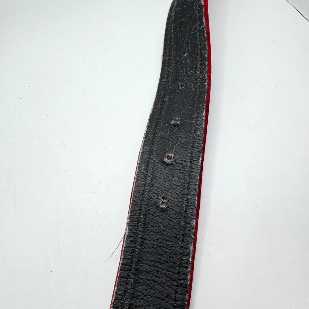 Vintage Carlistle Red Suede Belt Gold-Toned Buckle - Picture 9 of 10